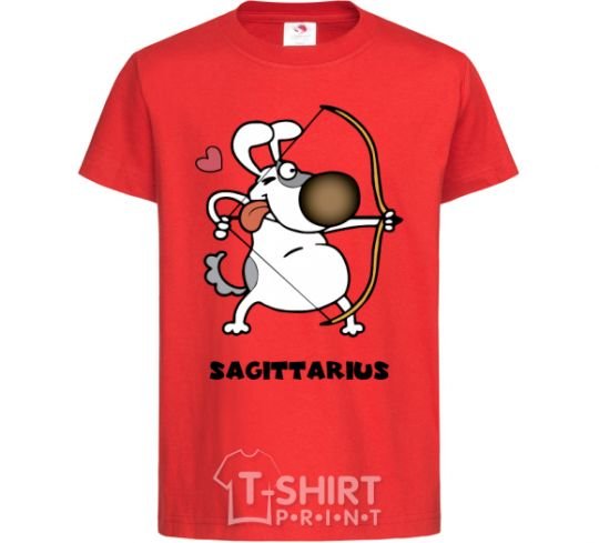 Kids T-shirt Sagittarius dog red фото