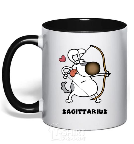 Mug with a colored handle Sagittarius dog black фото