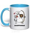 Mug with a colored handle Sagittarius dog sky-blue фото