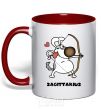 Mug with a colored handle Sagittarius dog red фото