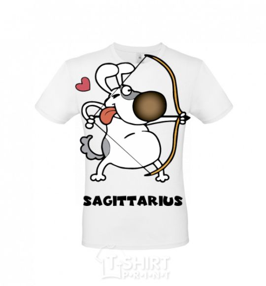 Men's T-Shirt Sagittarius dog White фото