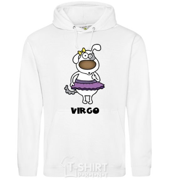 Men`s hoodie Virgo dog White фото