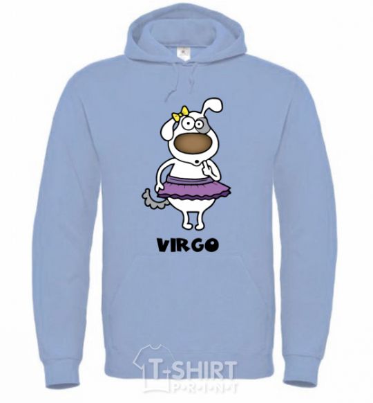 Men`s hoodie Virgo dog sky-blue фото