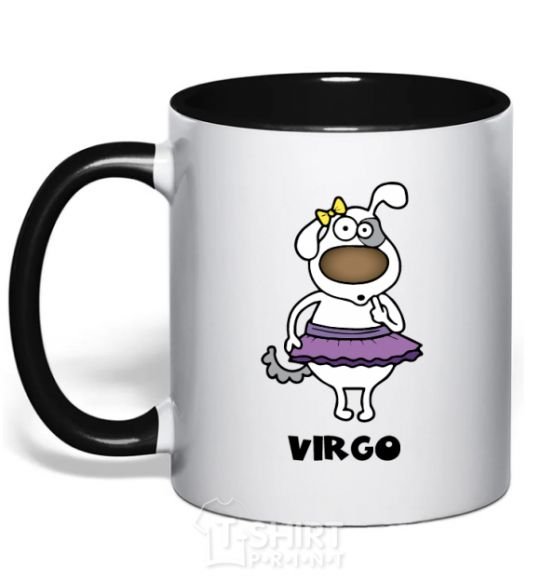 Mug with a colored handle Virgo dog black фото