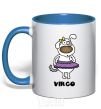 Mug with a colored handle Virgo dog royal-blue фото
