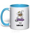 Mug with a colored handle Virgo dog sky-blue фото