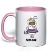 Mug with a colored handle Virgo dog light-pink фото