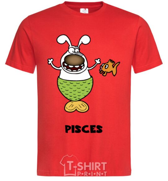 Men's T-Shirt Pisces the dog red фото