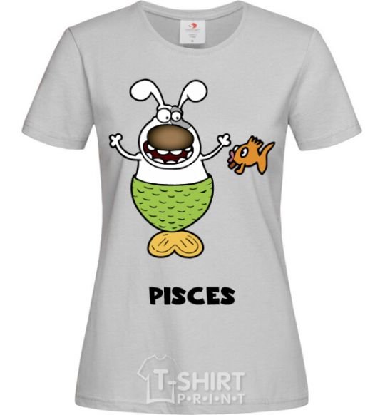 Women's T-shirt Pisces the dog grey фото