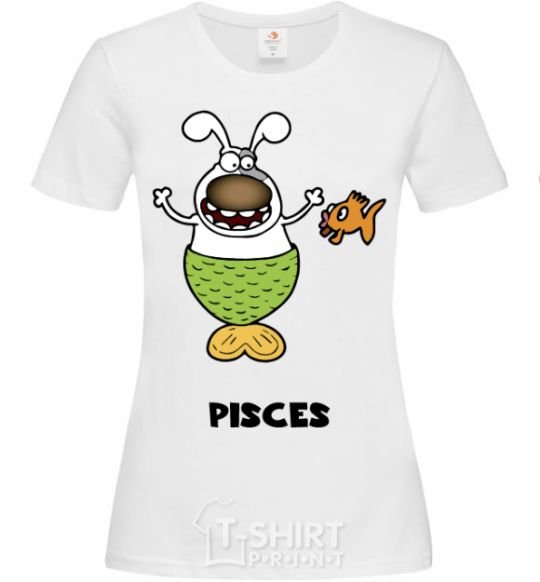 Women's T-shirt Pisces the dog White фото