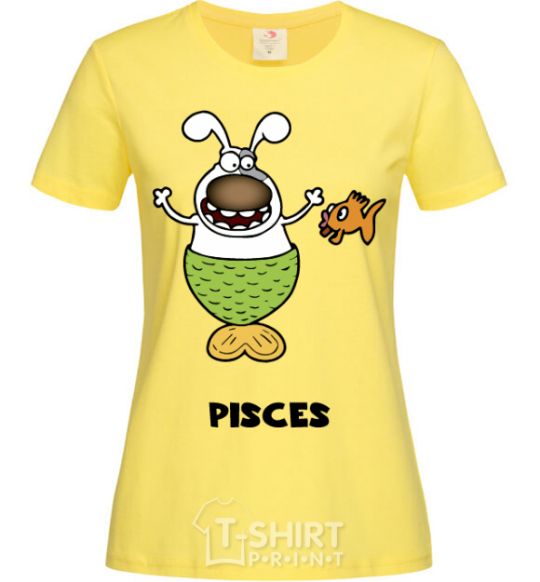 Women's T-shirt Pisces the dog cornsilk фото