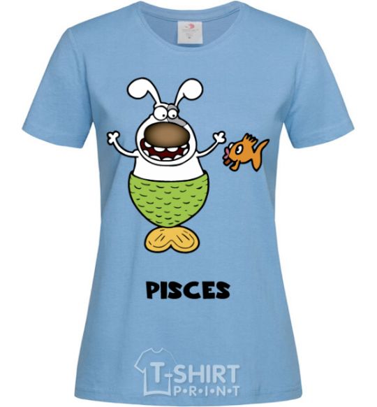 Women's T-shirt Pisces the dog sky-blue фото