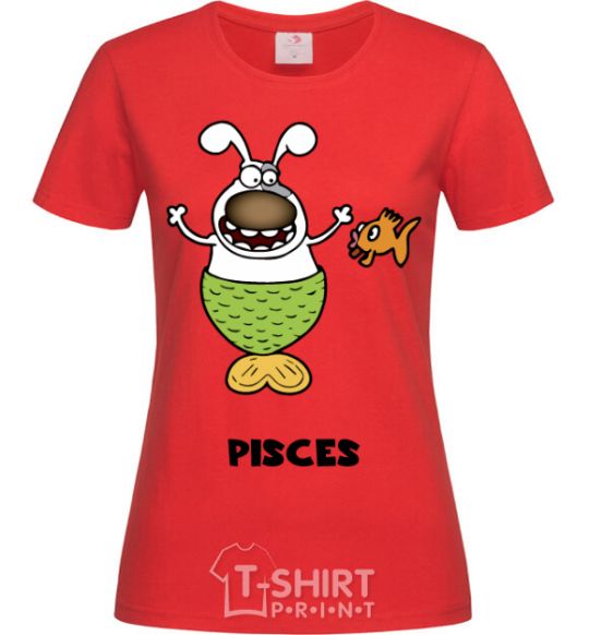 Women's T-shirt Pisces the dog red фото