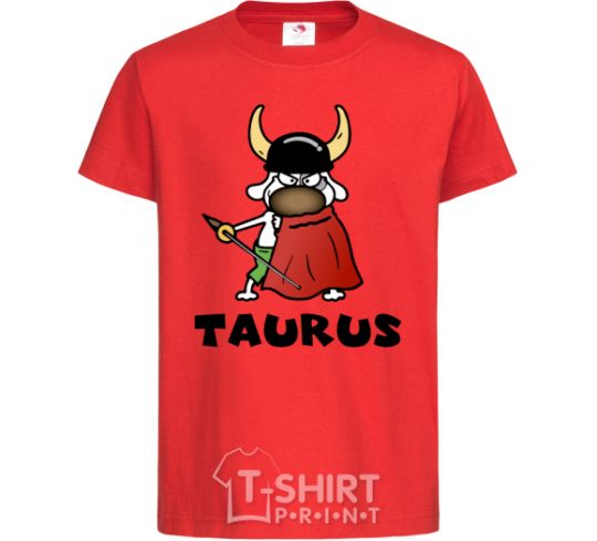 Kids T-shirt Taurus dog red фото