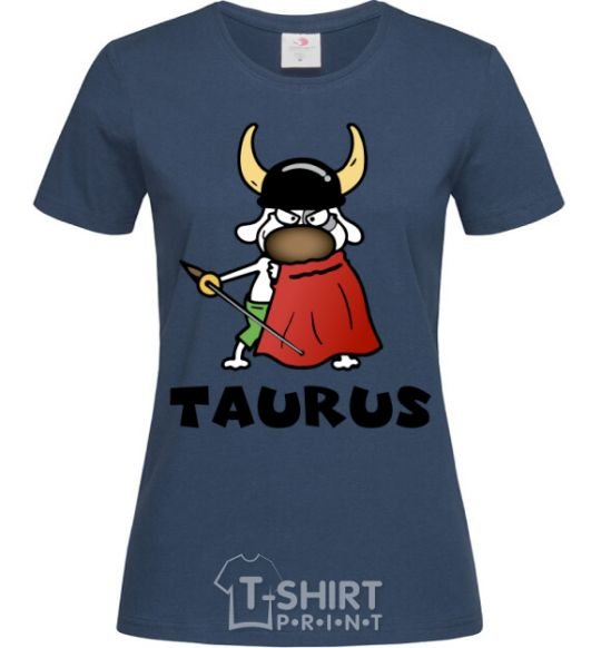 Women's T-shirt Taurus dog navy-blue фото