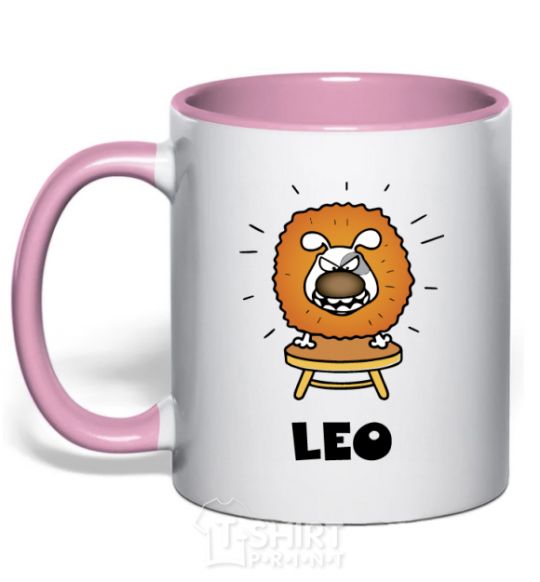Чашка с цветной ручкой Лев пес Нежно розовый фото
