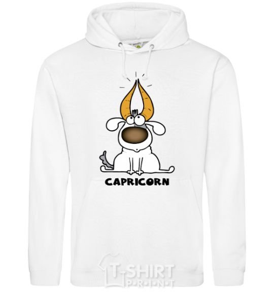 Men`s hoodie Capricorn dog White фото