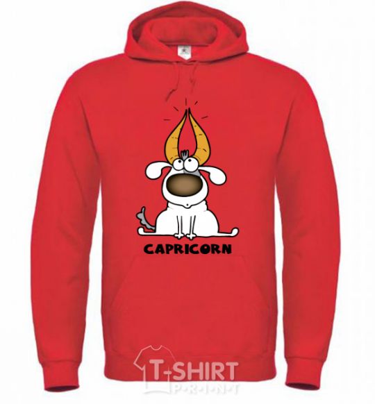 Men`s hoodie Capricorn dog bright-red фото