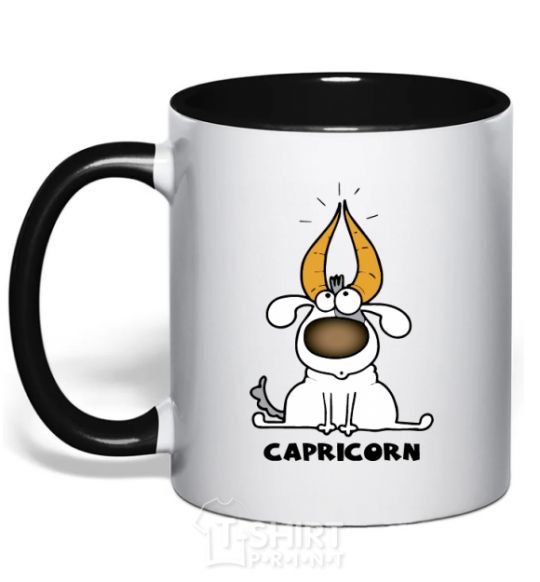 Mug with a colored handle Capricorn dog black фото