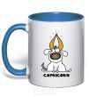 Mug with a colored handle Capricorn dog royal-blue фото