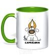 Mug with a colored handle Capricorn dog kelly-green фото