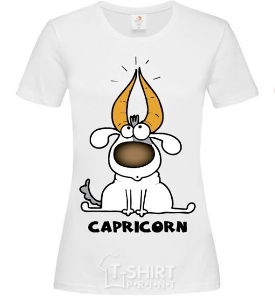 Women's T-shirt Capricorn dog White фото
