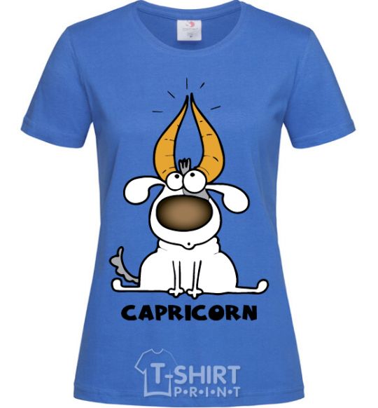 Women's T-shirt Capricorn dog royal-blue фото