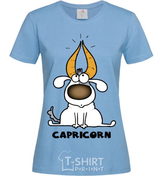 Women's T-shirt Capricorn dog sky-blue фото
