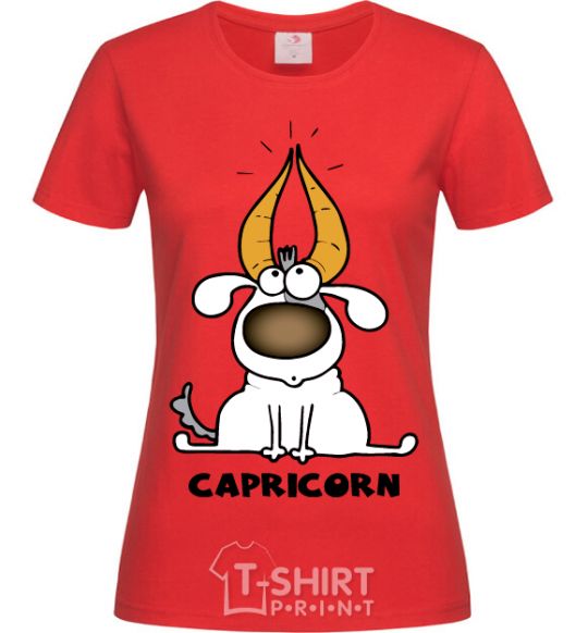 Women's T-shirt Capricorn dog red фото