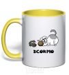 Mug with a colored handle Scorpio dog yellow фото