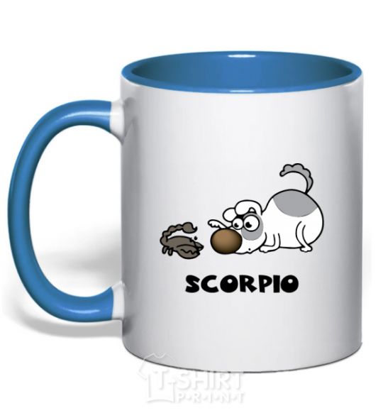 Чашка с цветной ручкой Скорпіон пес Ярко-синий фото