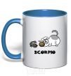 Mug with a colored handle Scorpio dog royal-blue фото