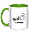 Mug with a colored handle Scorpio dog kelly-green фото