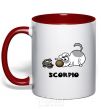 Mug with a colored handle Scorpio dog red фото