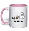 Чашка с цветной ручкой Скорпіон пес Нежно розовый фото