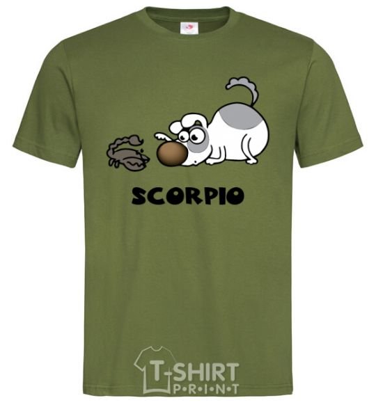 Мужская футболка Скорпіон пес Оливковый фото