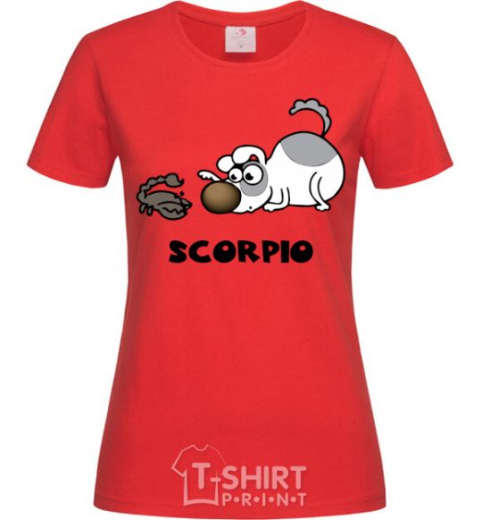 Женская футболка Скорпіон пес Красный фото