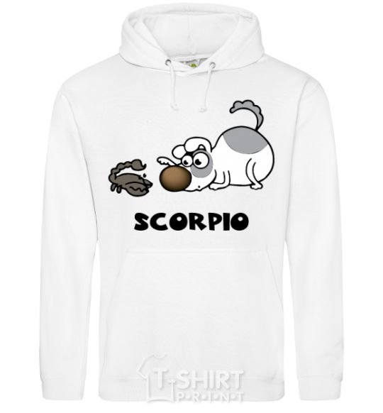 Men`s hoodie Scorpio dog White фото