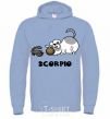 Men`s hoodie Scorpio dog sky-blue фото