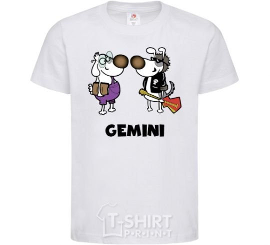 Kids T-shirt Gemini dog White фото