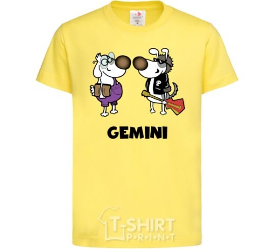 Kids T-shirt Gemini dog cornsilk фото