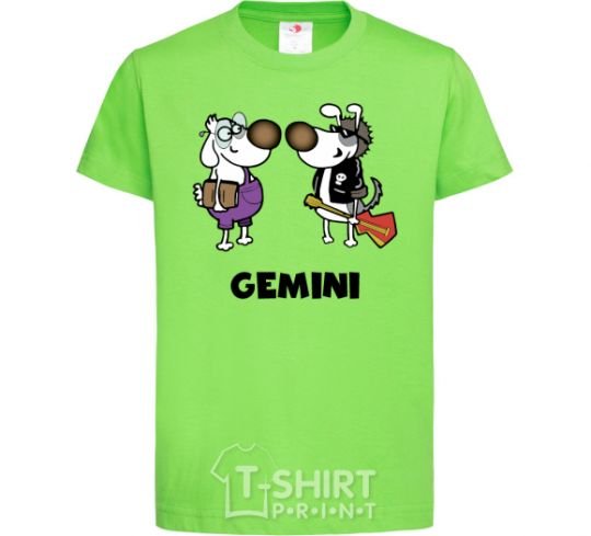 Kids T-shirt Gemini dog orchid-green фото