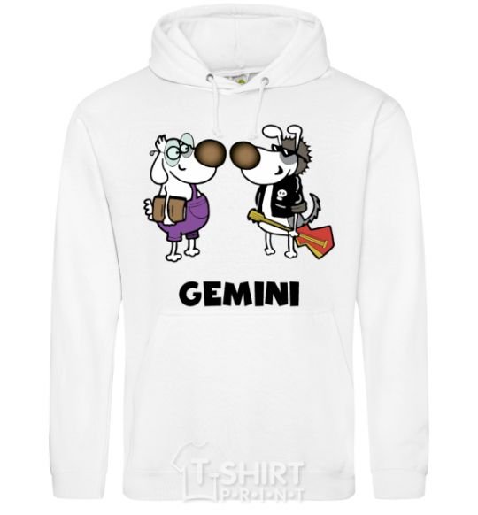 Men`s hoodie Gemini dog White фото