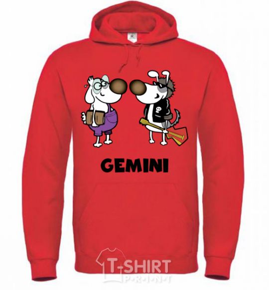 Men`s hoodie Gemini dog bright-red фото