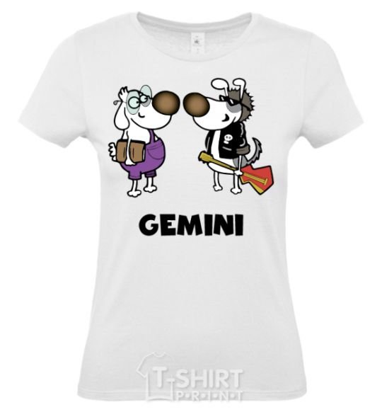 Women's T-shirt Gemini dog White фото