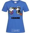 Women's T-shirt Gemini dog royal-blue фото