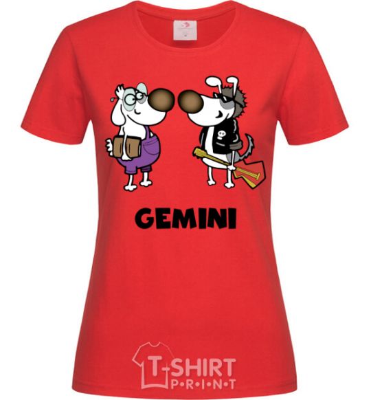 Women's T-shirt Gemini dog red фото