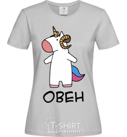 Women's T-shirt Aries unicorn grey фото