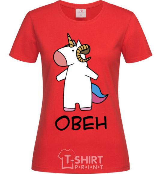 Women's T-shirt Aries unicorn red фото