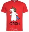 Men's T-Shirt Aries unicorn red фото